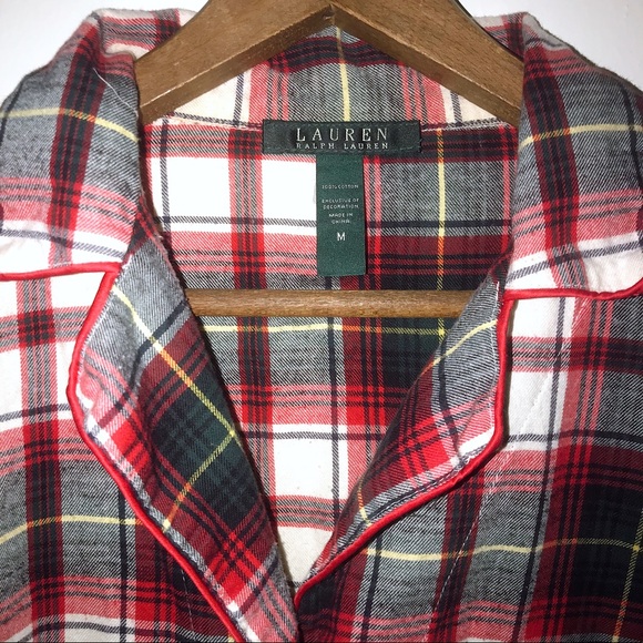 LAUREN RALPH LAUREN plaid flannel sleep shirt sz M - Picture 3 of 6